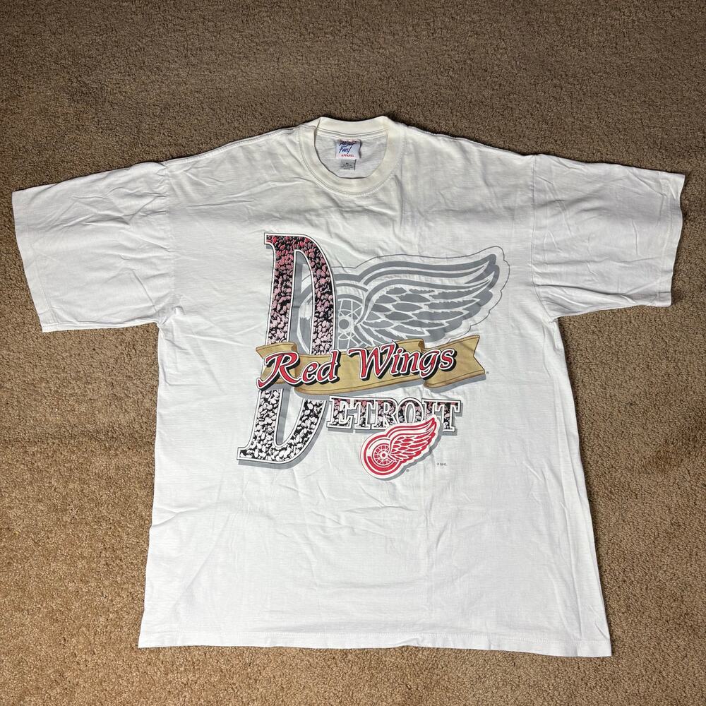 Vintage 90s Detroit Red Wings White Shirt Men’s Sz‎ XL Preowned
